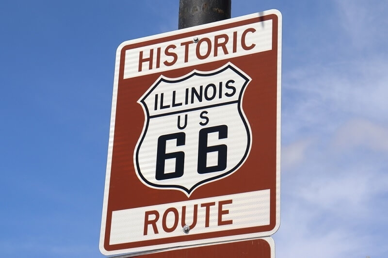 historic route 66 sign board 