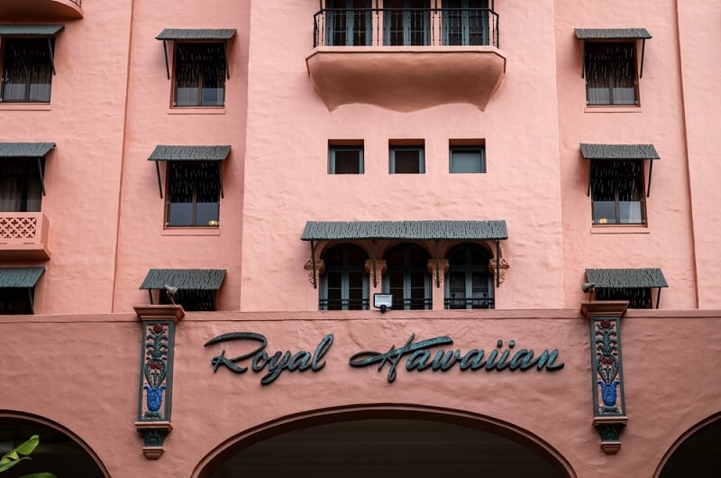 frontal view of the pink villaa