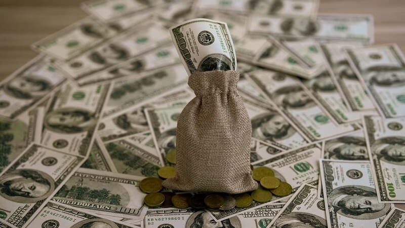 dollars notes and coins