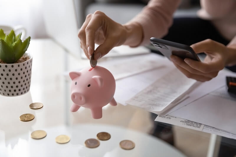 woman continously saving while using phone