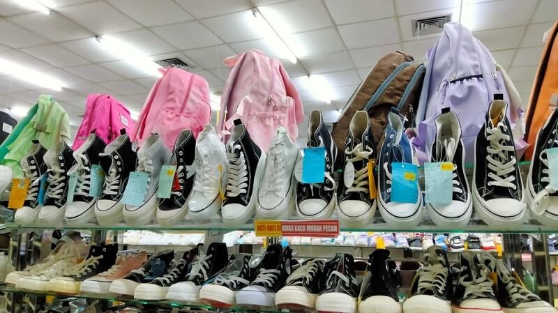 school shoes section in store