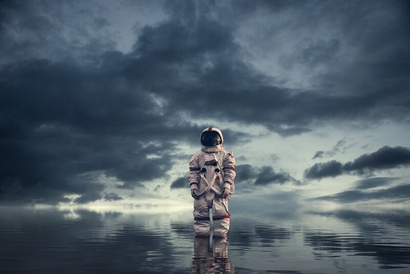 sci-fi movies icon astronaut on planet