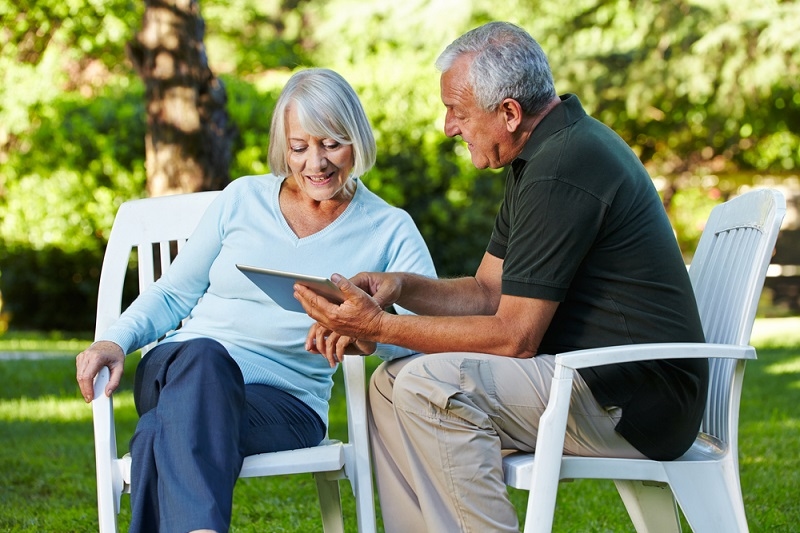 senior couple working