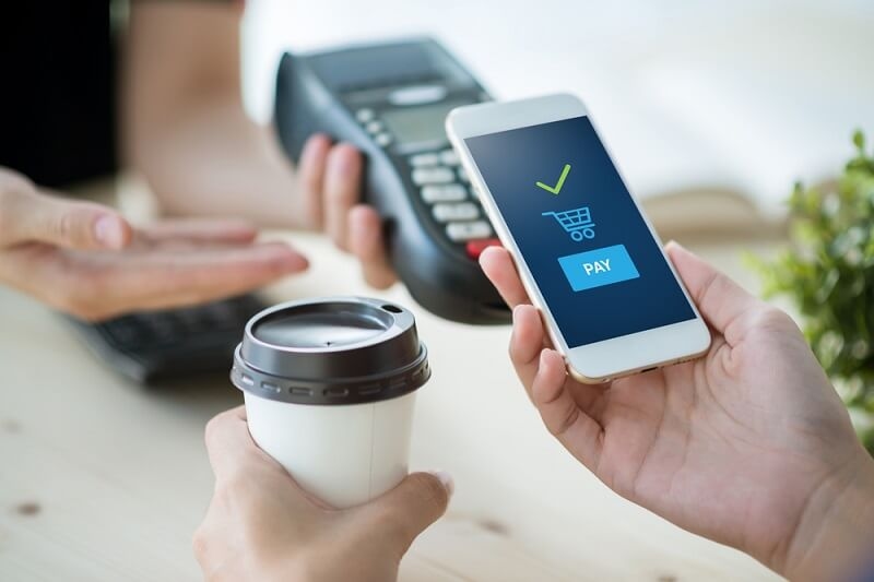 person using mobile banking for payments