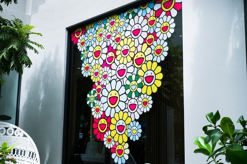 art made by takashi murakami on mirror