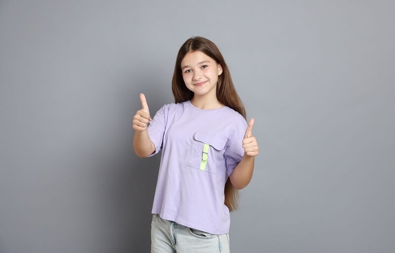 teen girl in simple outfit