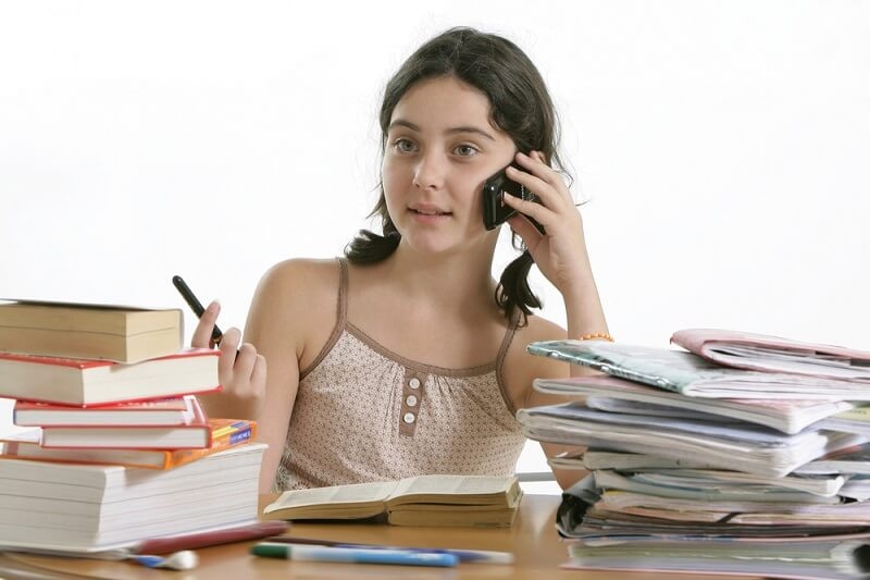teen girl taking a break during study