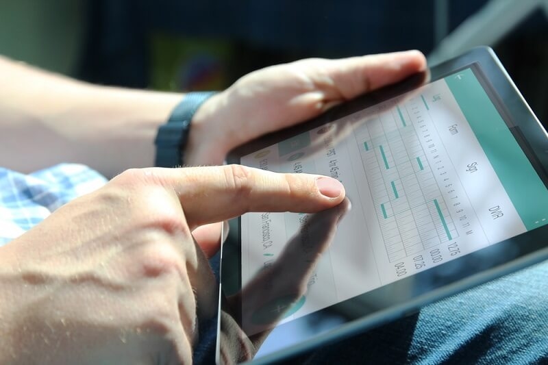 truck driver checking on Logging device