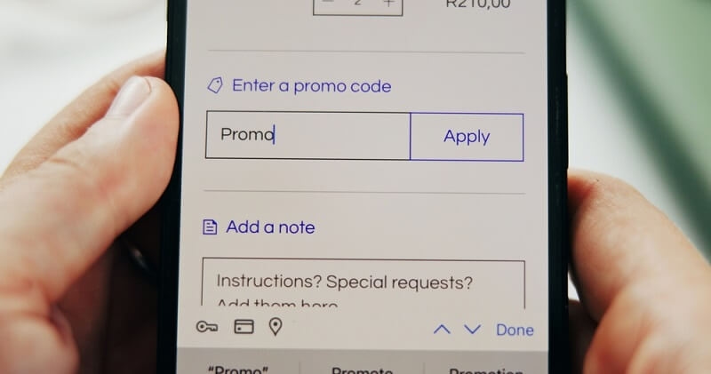 man using promocode online 