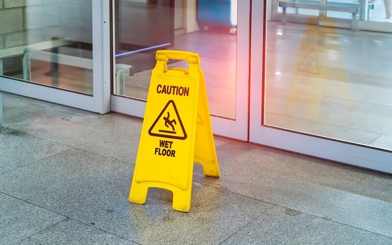 wet floor emergency board on airport ground
