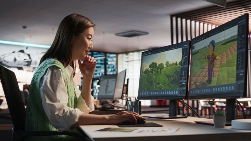 young asian techy working on designing gaming with tools