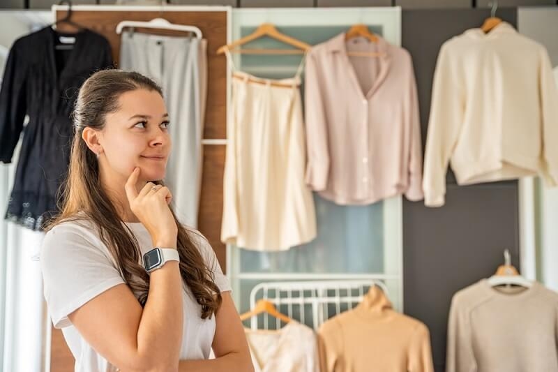 woman choosing and making perfect color combination