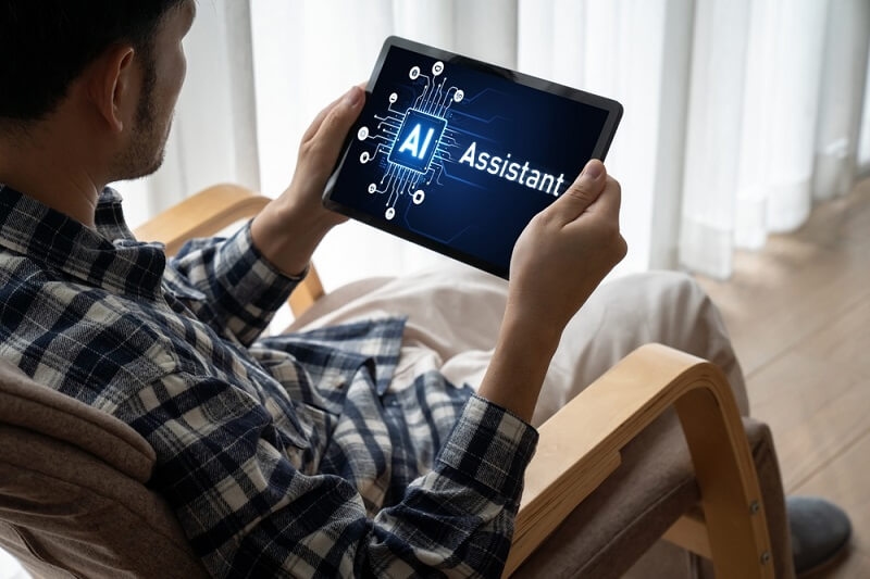 man using AI Assistants for work