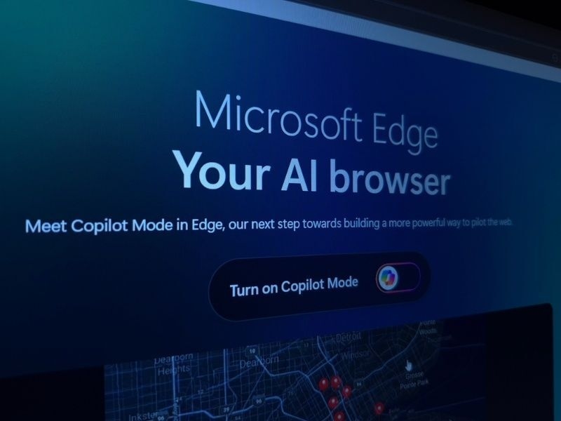 Microsoft Edge webpage promoting AI browser features and Copilot Mode.