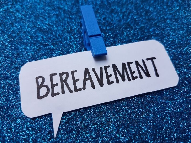 Text Bereavement on a piece of paper 