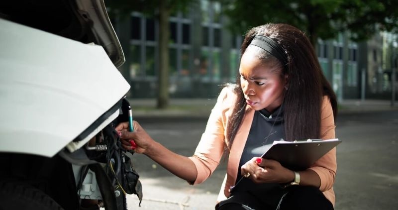 Insurance checking a car for an accident claim