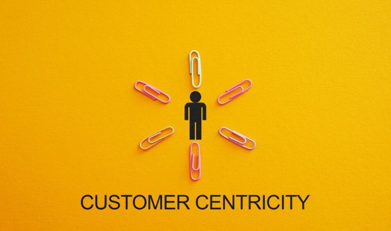 Text Customer-Centricity with a human figure