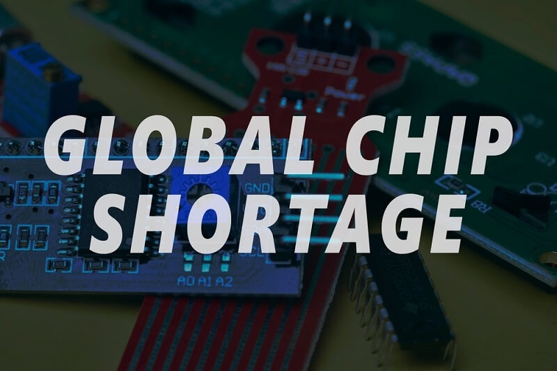 Global chip shortage text on chips