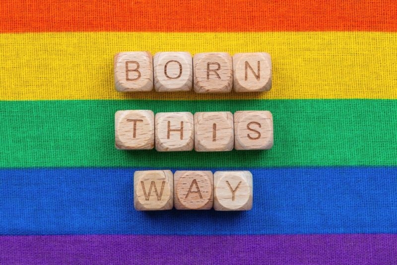 LGBTQ anthem Born this way text on wooden blocks