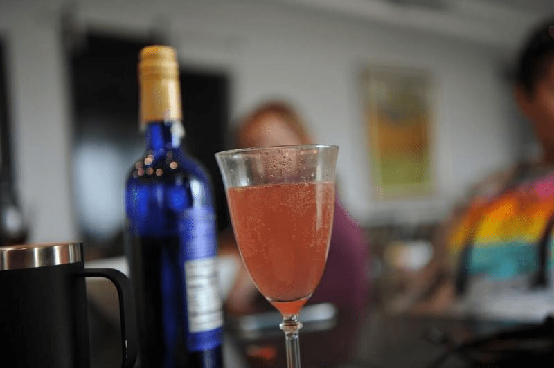 Glass of prosecco on a table