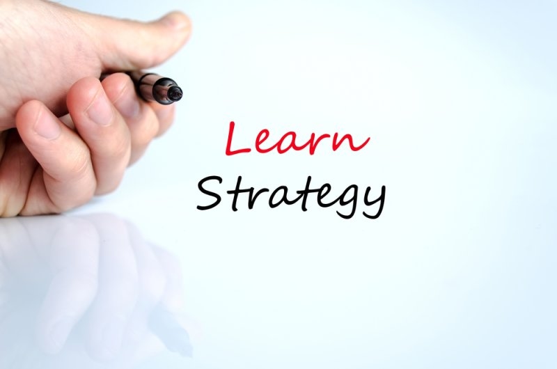 Learn strategy text concept isolated over white background.