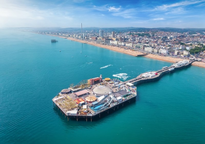 aerial view of the seaside town of Brighton