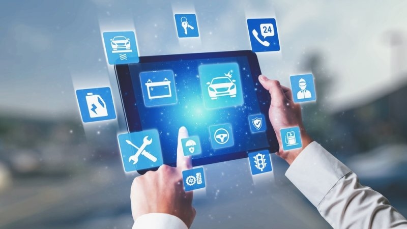 A digital display of car insurance and features