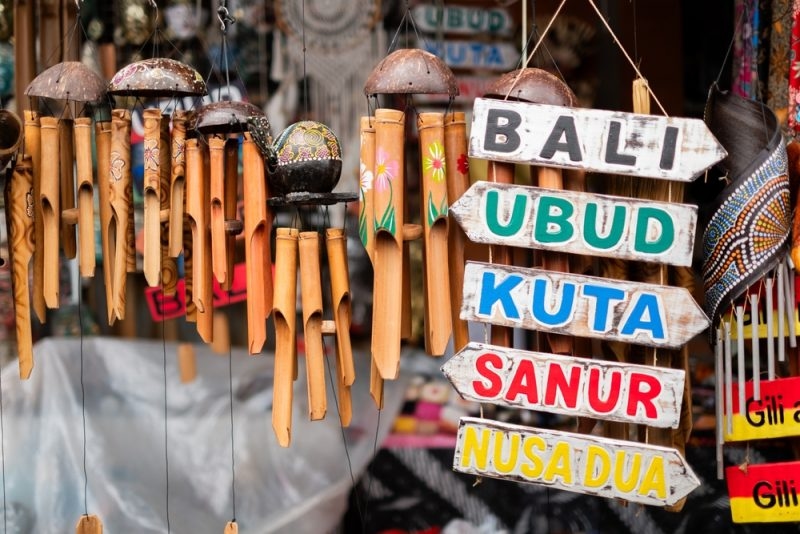 Best places to visit in Bali mentioned in a hanging