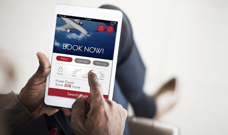 man booking flight from apps