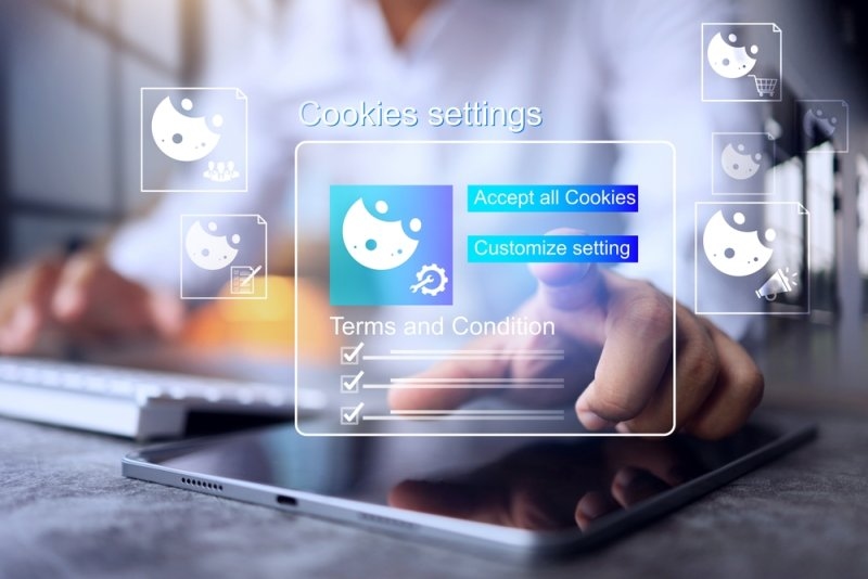 Web browser cookie settings showing options to accept cookies or customize privacy preferences.
