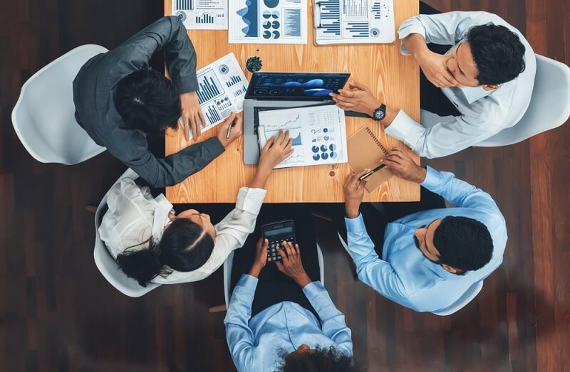 team discussing on business growth