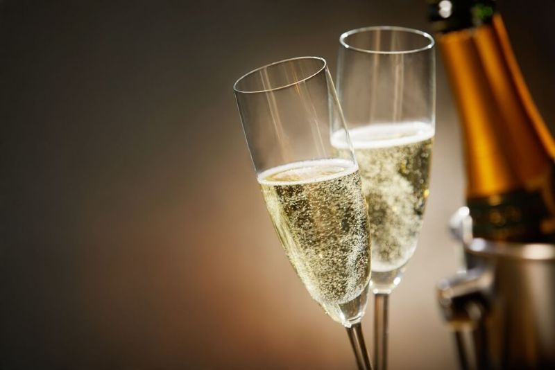 Two glass of sparkling champagne