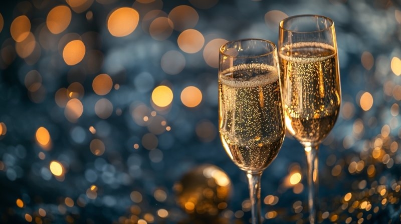 Two glasses of sparkling champagne