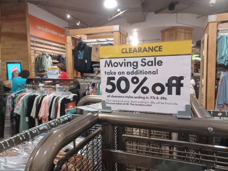 Clearance sale shopping with discounted products and sale tags