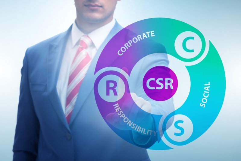 Concept of CSR - corporate social responsibility with businessman
