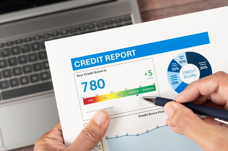 man checking and working on points for credit score enhancement