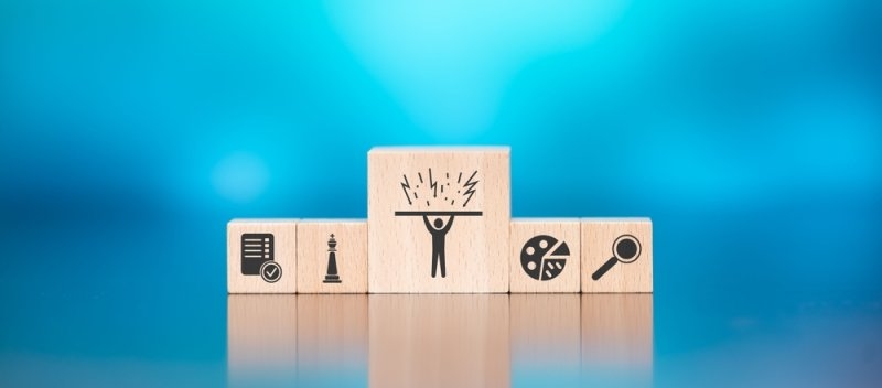 Wooden blocks with symbol of crisis management concept