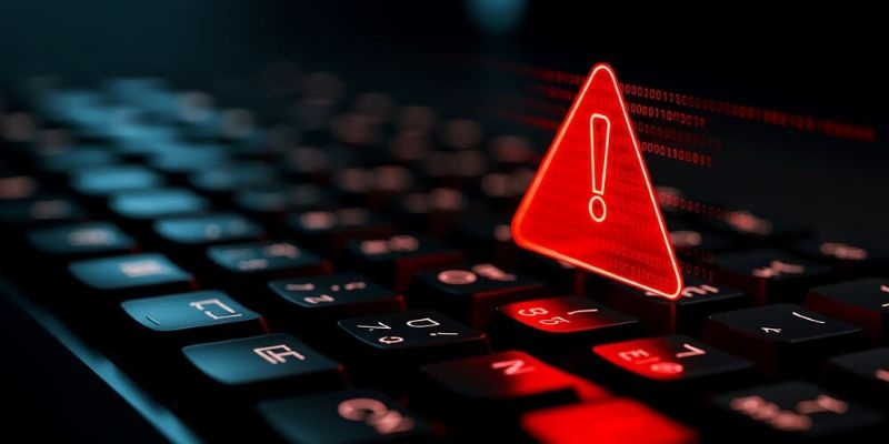 glowing exclamation mark on a keyboard 