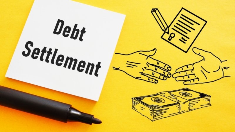 Debt settlement is shown using a text