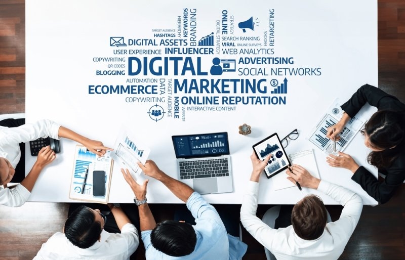 Digital marketing agency team working on marketing strategy