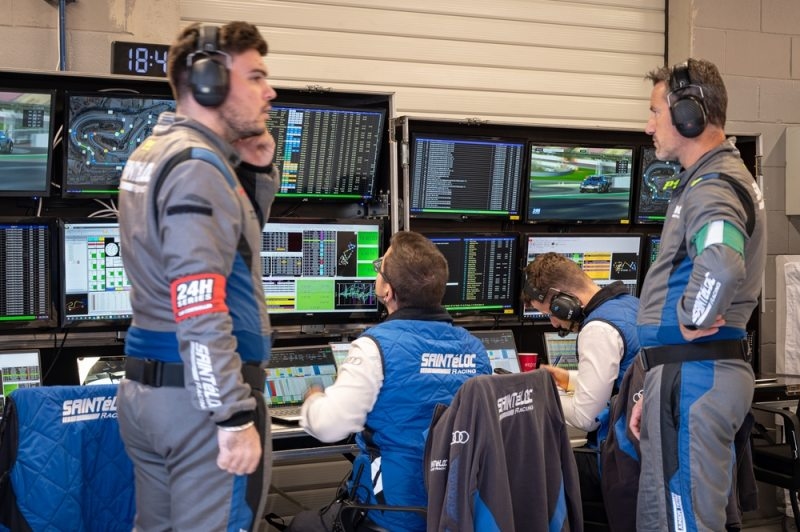 Formula 1 engineers analyzing telemetry during pre-season testing
