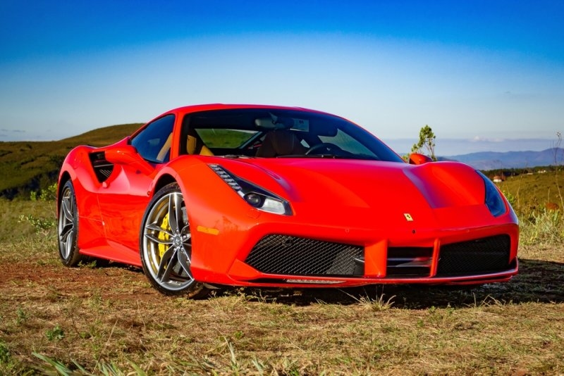 ferrari 488 gtb parked on a hill side