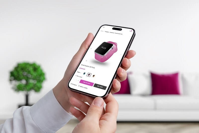 woman choosing tech gadgets in flash sale