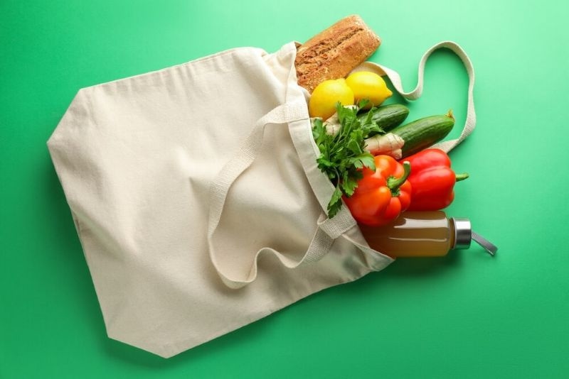 grocery items in a bag