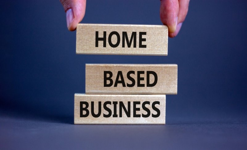 Wooden blocks form the words 'home-based business'