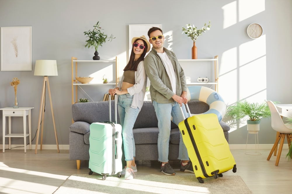 couple holding bags