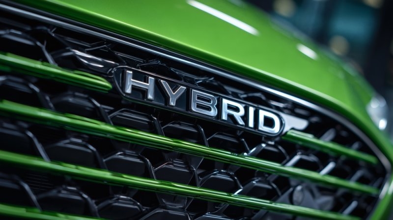 front grille of an ecological hybrid car