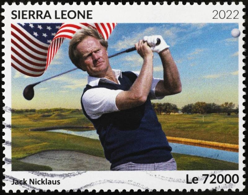 Golfer Jack Nicklaus on postage stamp