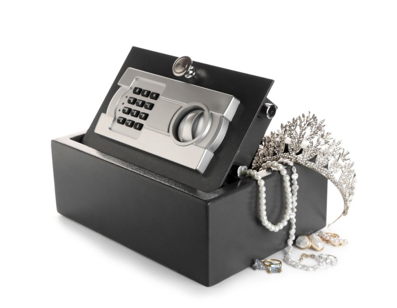 modern safe box with jewelry