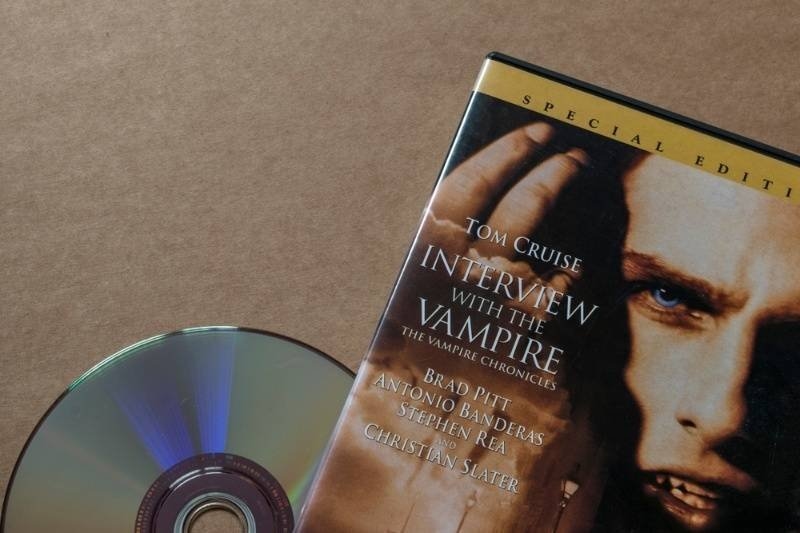 Special edition DVD case of "Interview with the Vampire" beside a disc.